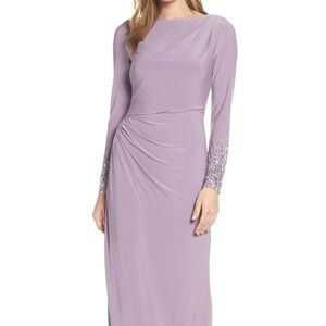 VINCE CAMUTO Embellished Sleeve Ruched Evening 6